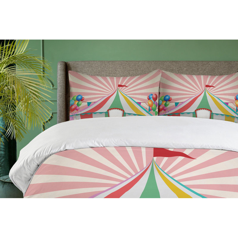 Multicolor Circus Tent Queen Size Microfiber Duvet Cover Set