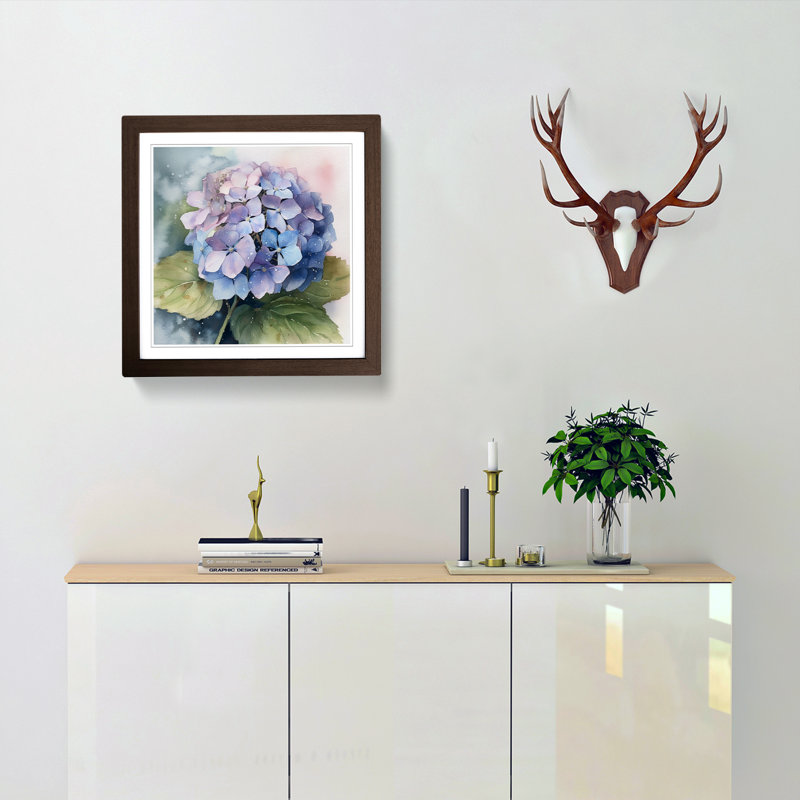 Hydrangea Watercolour No.3 - Framed Print, Walnut