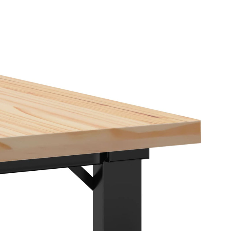 vidaXL Coffee Table O-Frame Solid Wood Pine and Steel, 40.5cm H x 70cm L x 70cm W