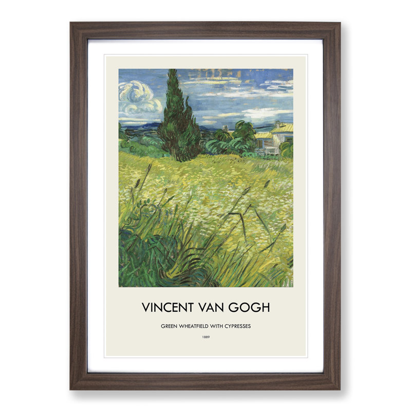 Green Field by Vincent Van Gogh - Single Picture Frame Print, Walnut Framed, 65cm H x 48cm W x 2cm D