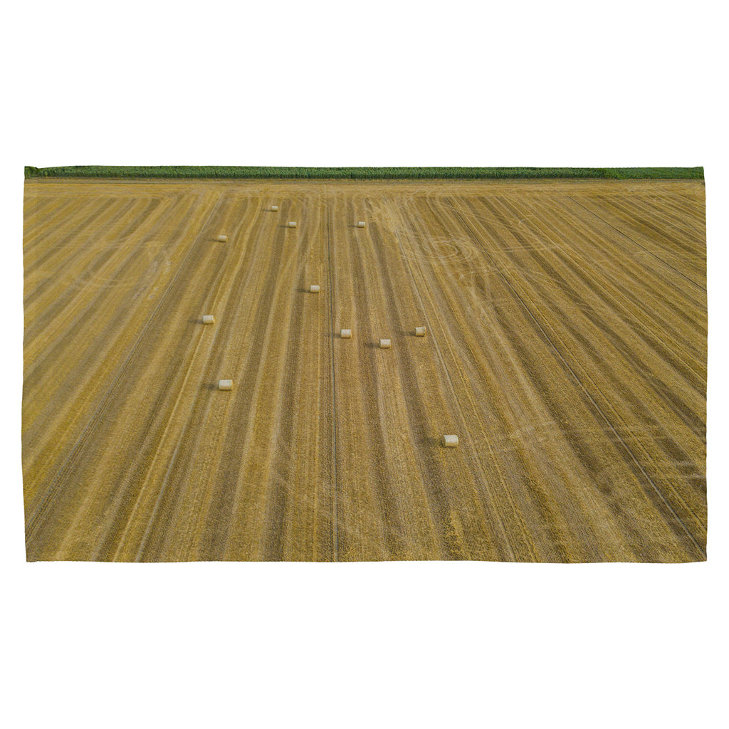 Dragomirka View of Round Straw Bales of Wheat Lying on Harvested Field Tea Towel