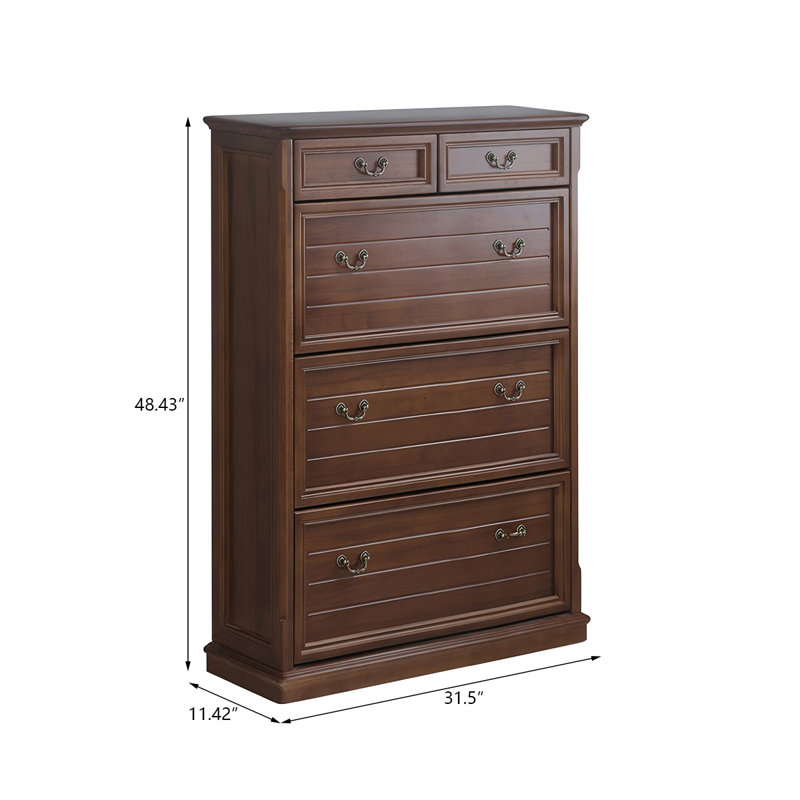 31.50" Brown Solid wood Pine Shoe Storage