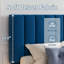 Base de lit grand format avec plateforme tapissier en velours et tête de lit capitonnée à canal vertical réglable, sans sommier tapissier, bleu marine-1449507504