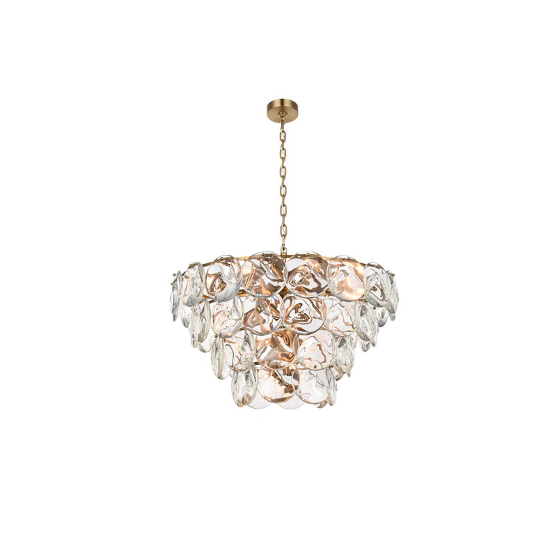 Lustre en cristal 30 pouces Idamay, Or satiné