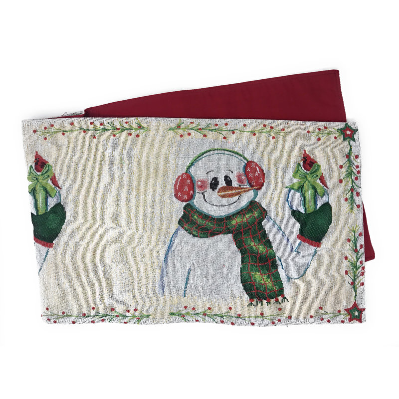 Scruggs Geometric Cotton Blend Christmas Table Runner, 13" W x 67" L