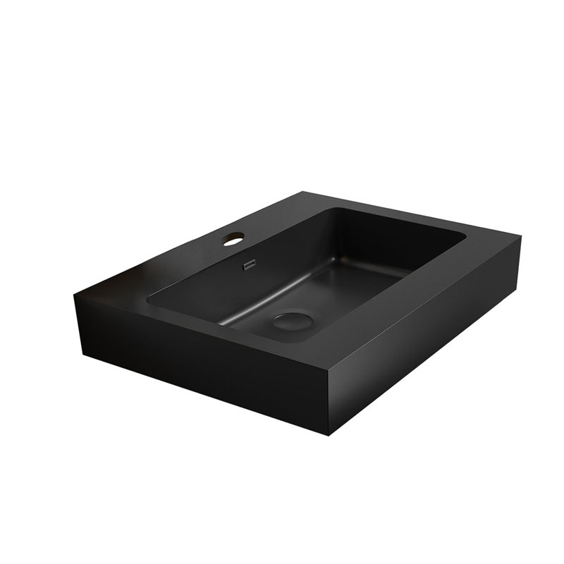 Integrated Engineered Quartz Basin WITHOUT Drain And Faucet, Matt Black Color