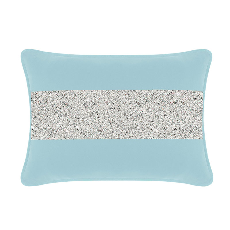 Coussin Sparkles Home Velours | Insertion de plumes, Velours turquoise / argent, Rectangular 14"H x 20"W