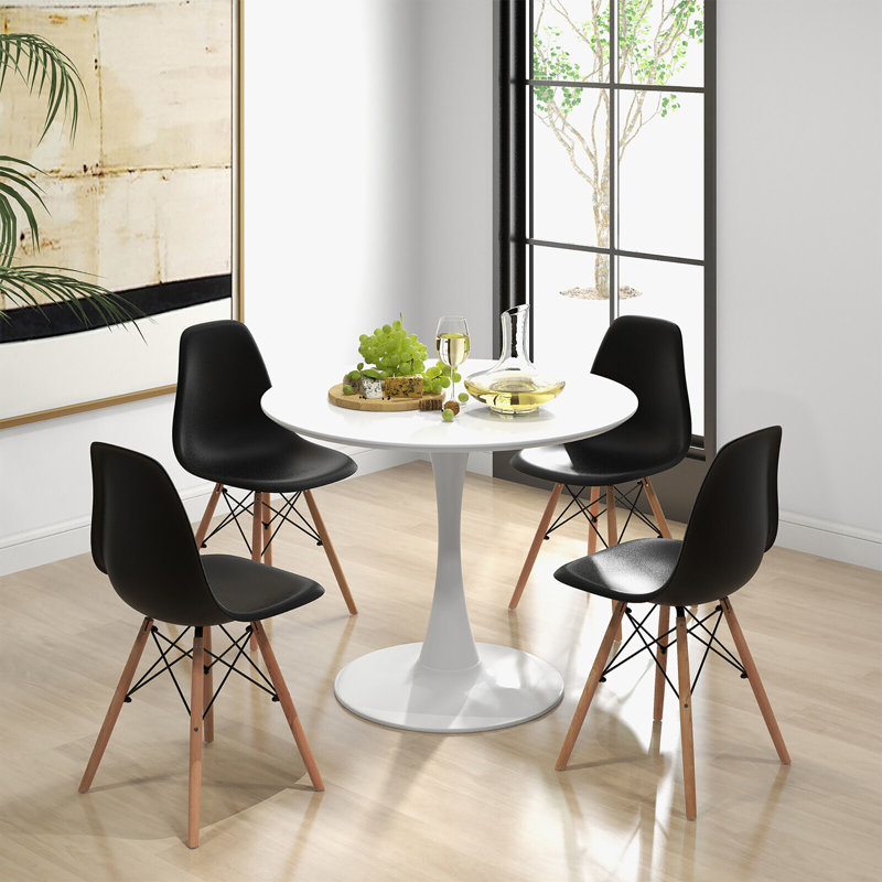 Keimari 4 - Person Pedestal Dining Set, Black