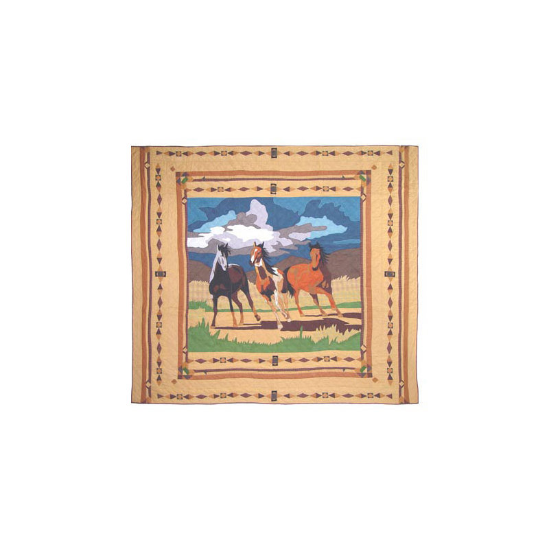 Wild Horses Rustic Cotton Quilt, King
