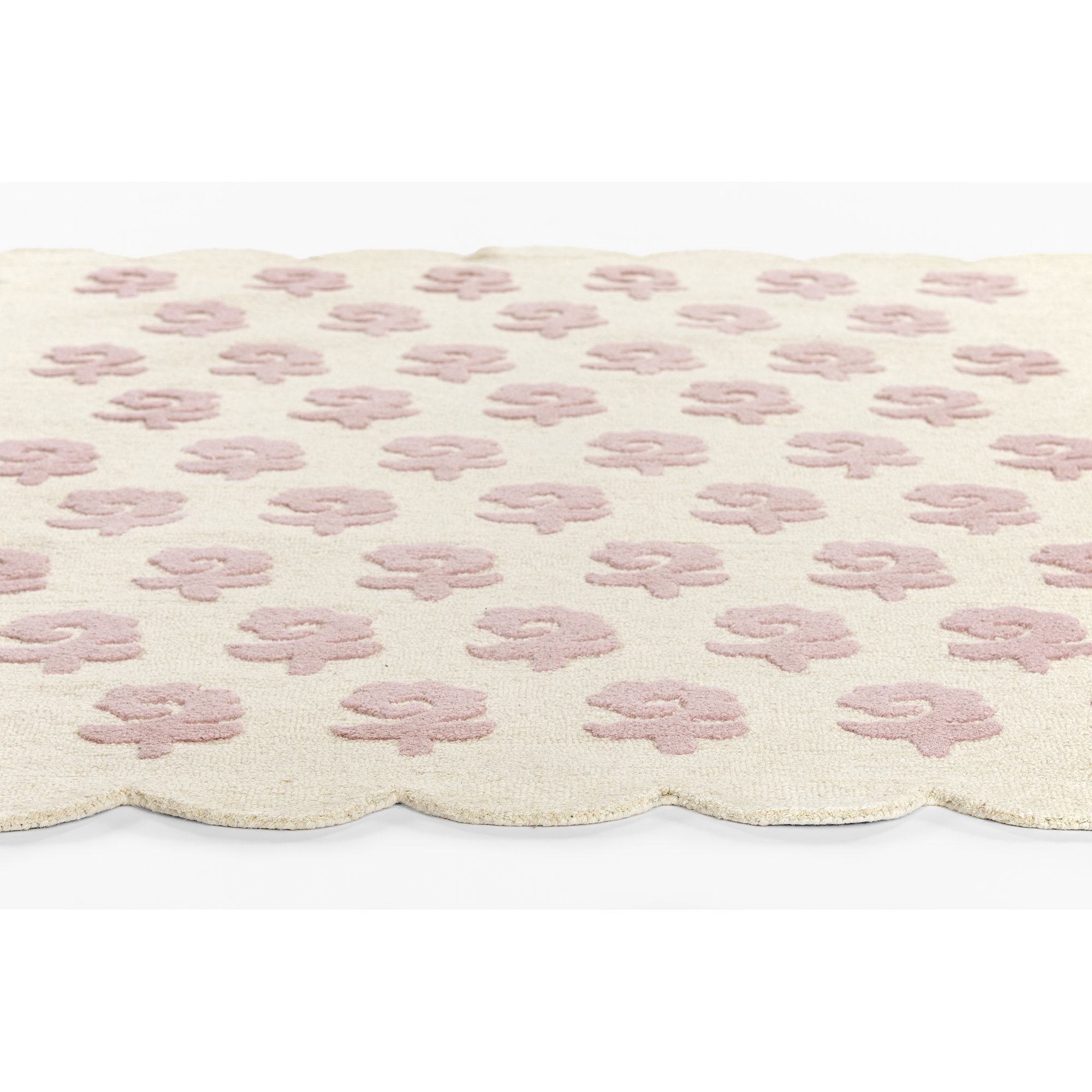 Lola Hand Tufted Wool Floral Pink Area Rug, Rectangle 5' x 7'6"