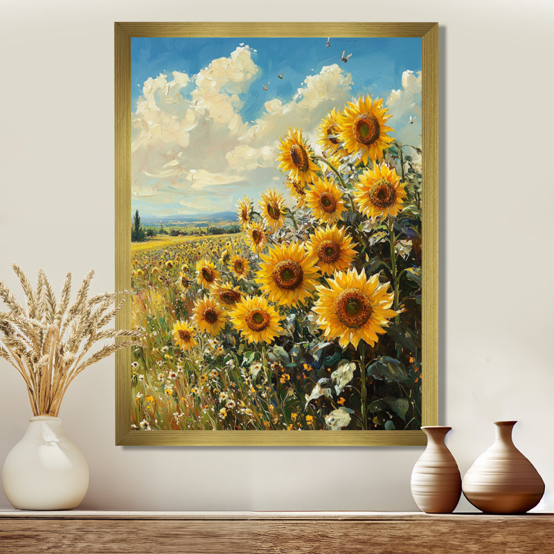 Driessen - Floral Canvas Prints, 20" H x 12" W, Single Picture Framed Print, Gold