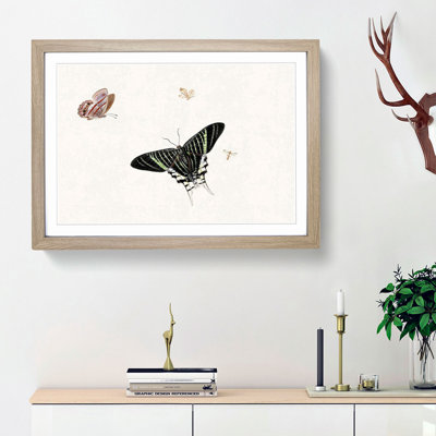 A Wasp and Three Butterflies by Herman Henstenburgh - Picture Frame Painting Print on Paper