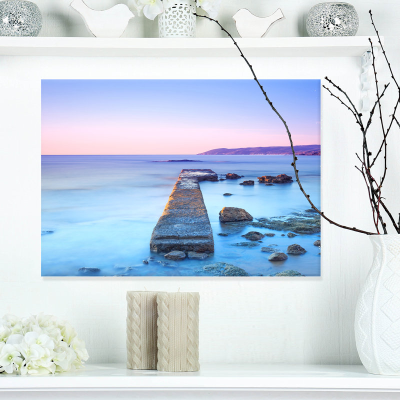 Photographie sur toile tendue - Mer et ciel mauves, H 20 po x l 20 po x P 1 po