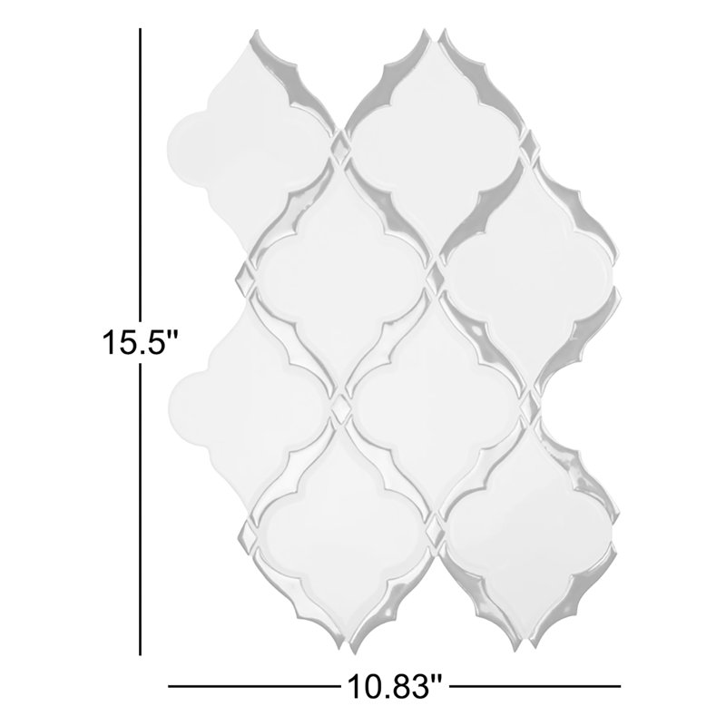 Vintage Scroll Lantern 11 in. x 15 in. Glossy Ceramic Mosaic Wall Tile
