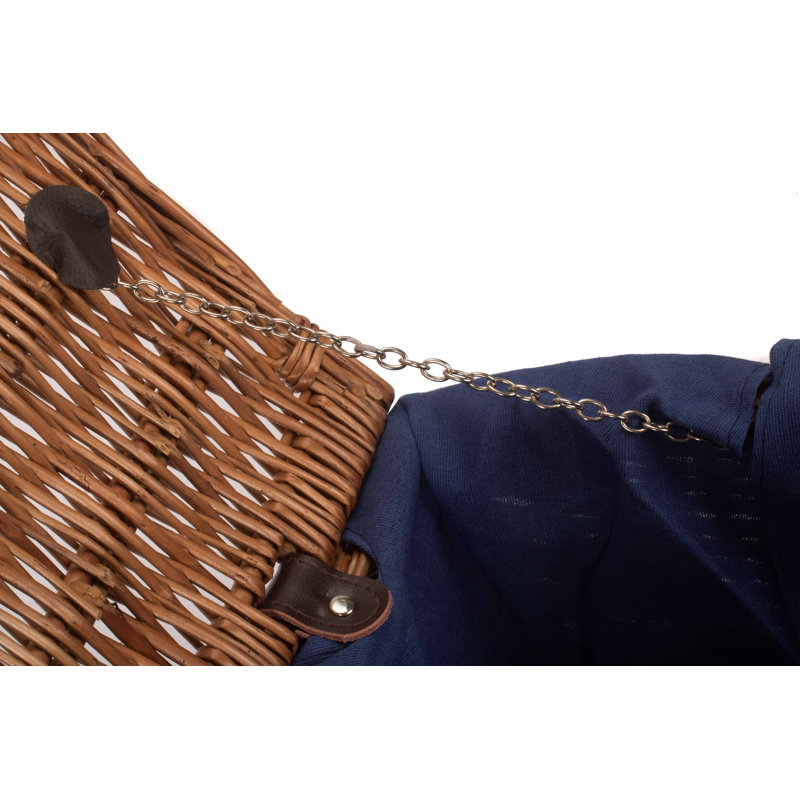 Wicker Hamper Basket with Lining, Double Steamed/Navy Blue, 19cm H x 41cm W x 30cm