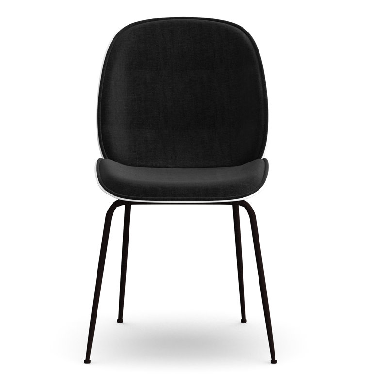 17.5'' H Velvet Upholstered Side Chair, White/Black
