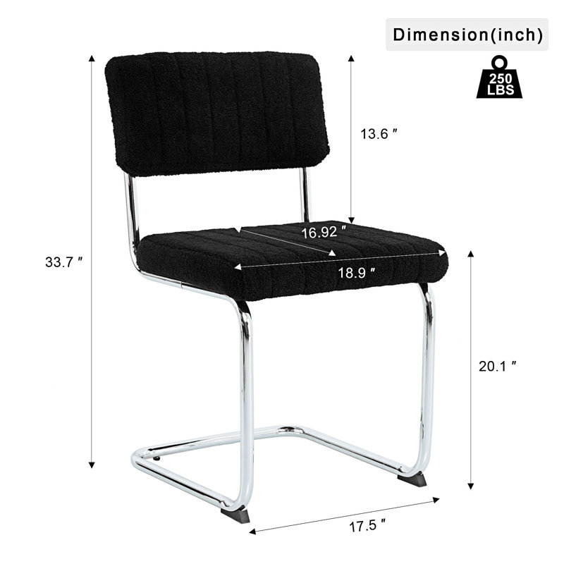 Ensemble de 4 chaises de salle à manger rembourrées, Argent argent, Noir