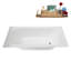 Baignoire encastrée Streamline NS7400CH 67 po en résine de pierre blanche mate avec receveur et bonde intégrée en chrome poli