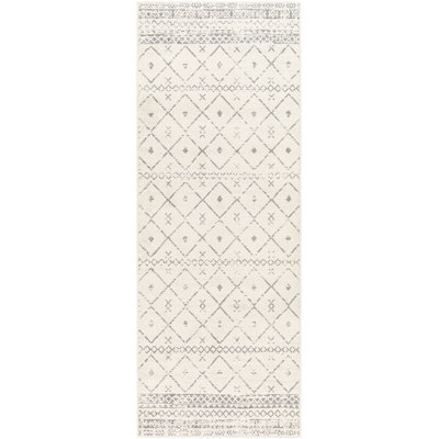Herrod Machine Woven White/Medium Gray Area Rug