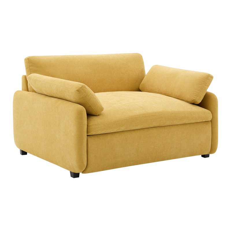 Très grand canapé-lit simple en chenille surdimensionné avec assise large et confort profond, conception moderne à blocs de couleurs pour le salon et la chambre à coucher