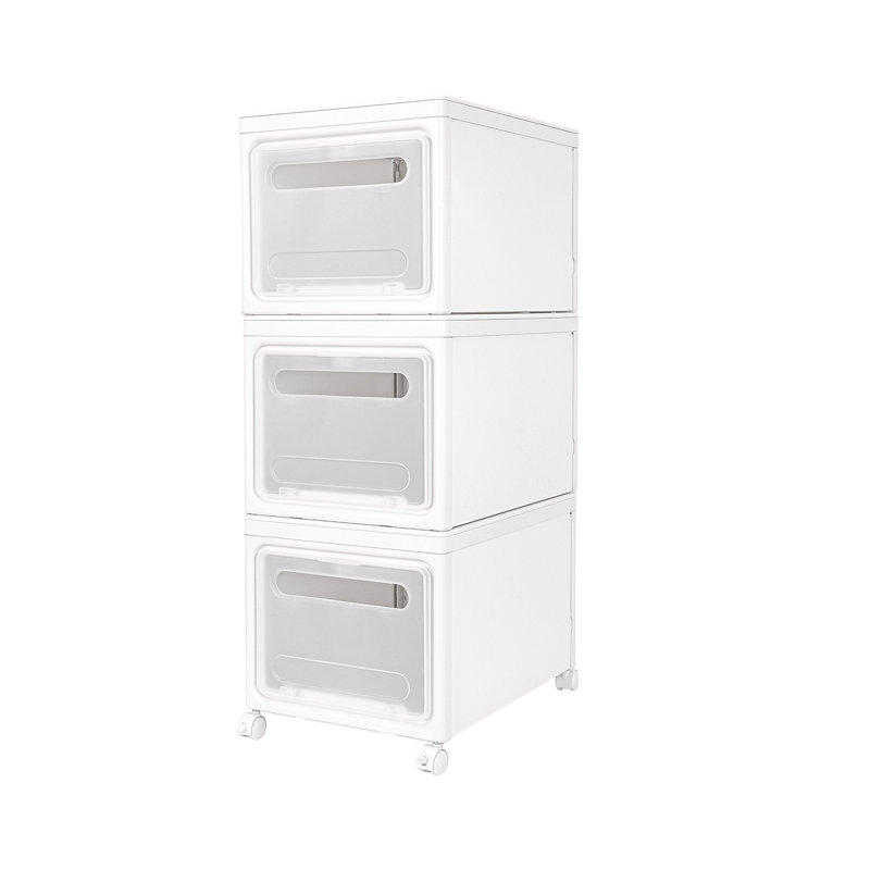 Chariot de rangement et organisateur avec couvercle, grand rangement pliable avec 4 roues