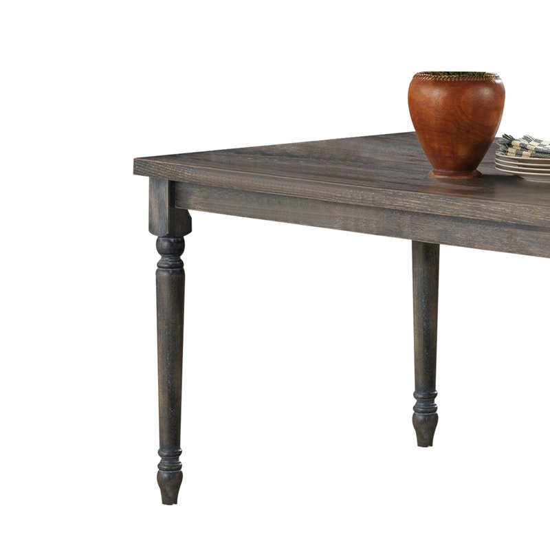 Weathered Grey Dining Table With Turned Leg, 30"H x 59"L x 35"W