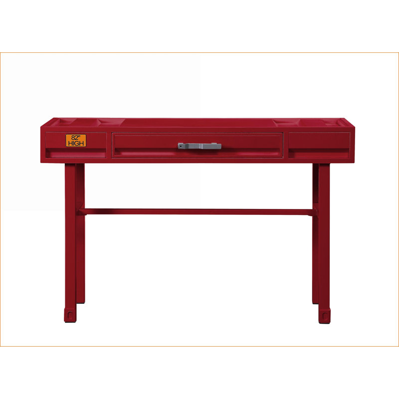 Bureau de meuble-lavabo, cadre industriel en métal rouge 1 tiroir | Métal | Rouge