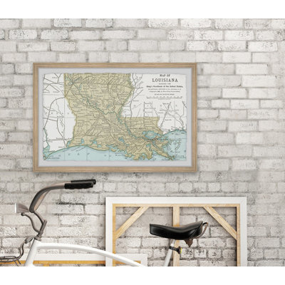 Louisiana State Map - impression encadrée