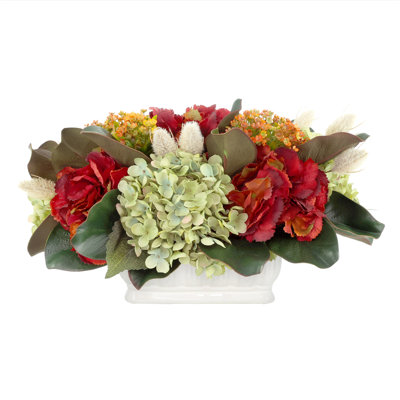 Fall Arrangement With Hydrangeas, Kalanchoe And Hare's Tail