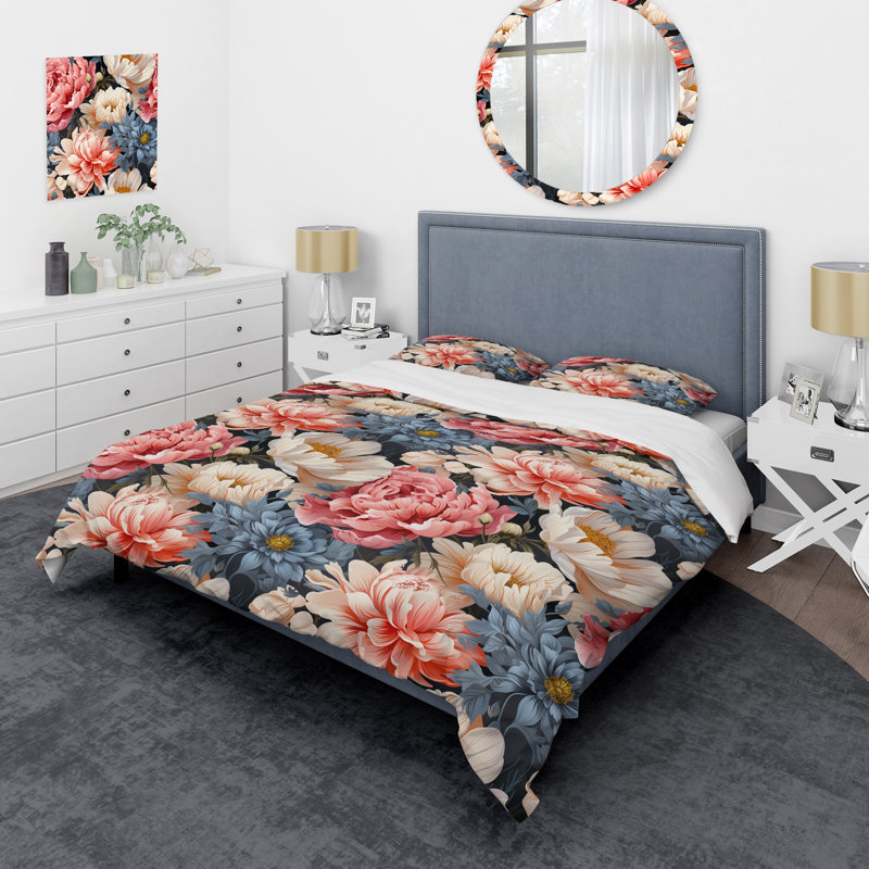 Ensemble de housse de couette French Romance, Housse de couette pour grand lit et 2 taies décor