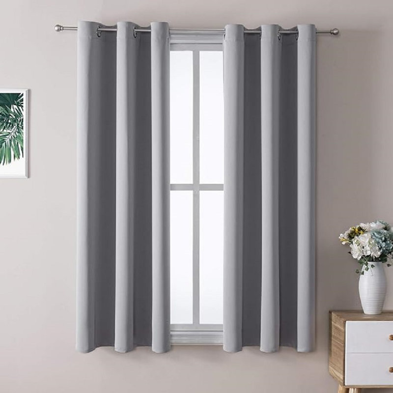 Siffre Pair Eyelet Blackout Window Curtains, 90cm Width x 274.32cm Drop, Silver