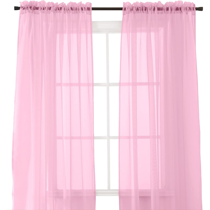 Yaelle Semi Sheer Curtain Pair, 40" W x 84" L, Dusty Rose
