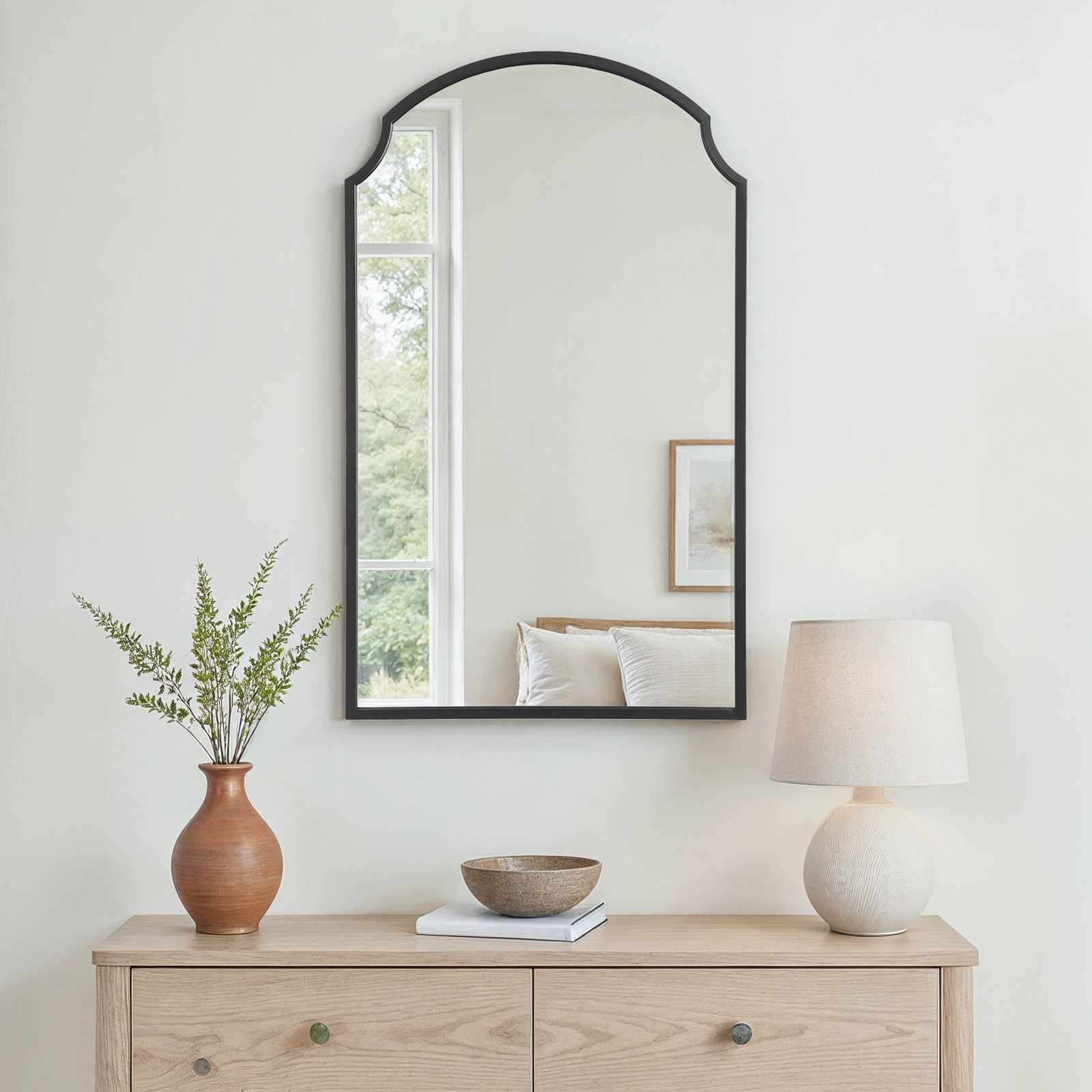 Keit Metal Flat Wall Mirror, Satin Black