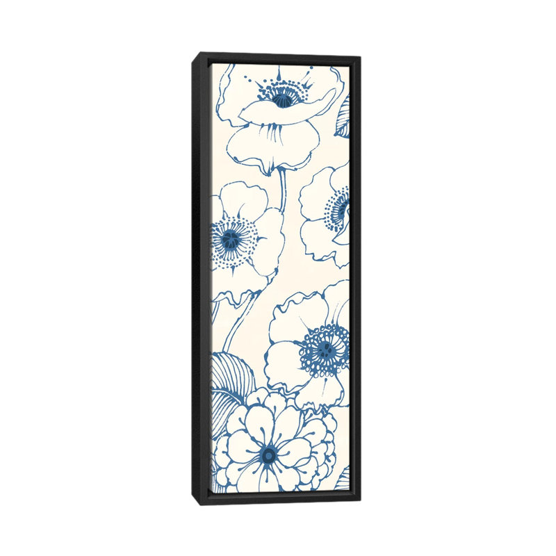 «Pen and Ink Flowers on Cream Panel», impression sur toile, H 36 po x l 12 po x P 1,5 po, Cadre noir