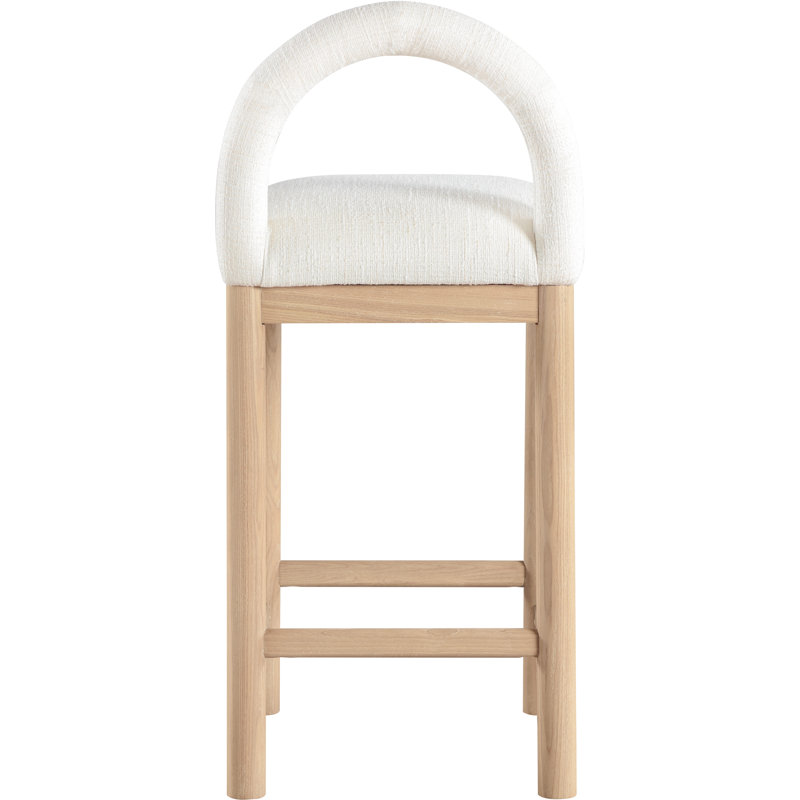 Tabouret de comptoir Conrad, Siège en tissu crème / structure naturelle