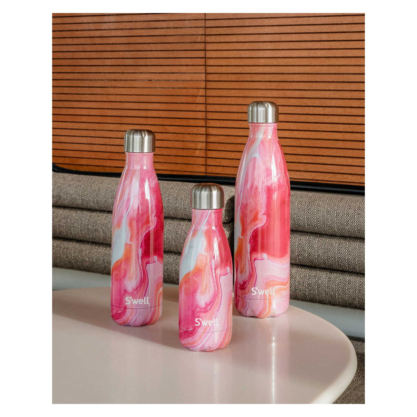 S'well Stainless Steel Triple-Layered Vacuum-Insulated Water Bottle, 17.oz, Rose Agate