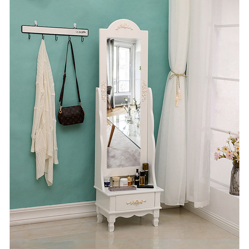 Miroir simple en bois massif, miroir sur pied, miroir pour salon et chambre à coucher, H 70,08 po x l 17,72 po