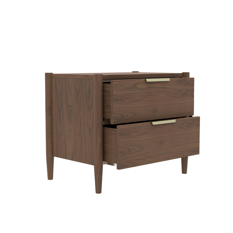 Table de chevet 2 tiroirs Reece, Noyer riche