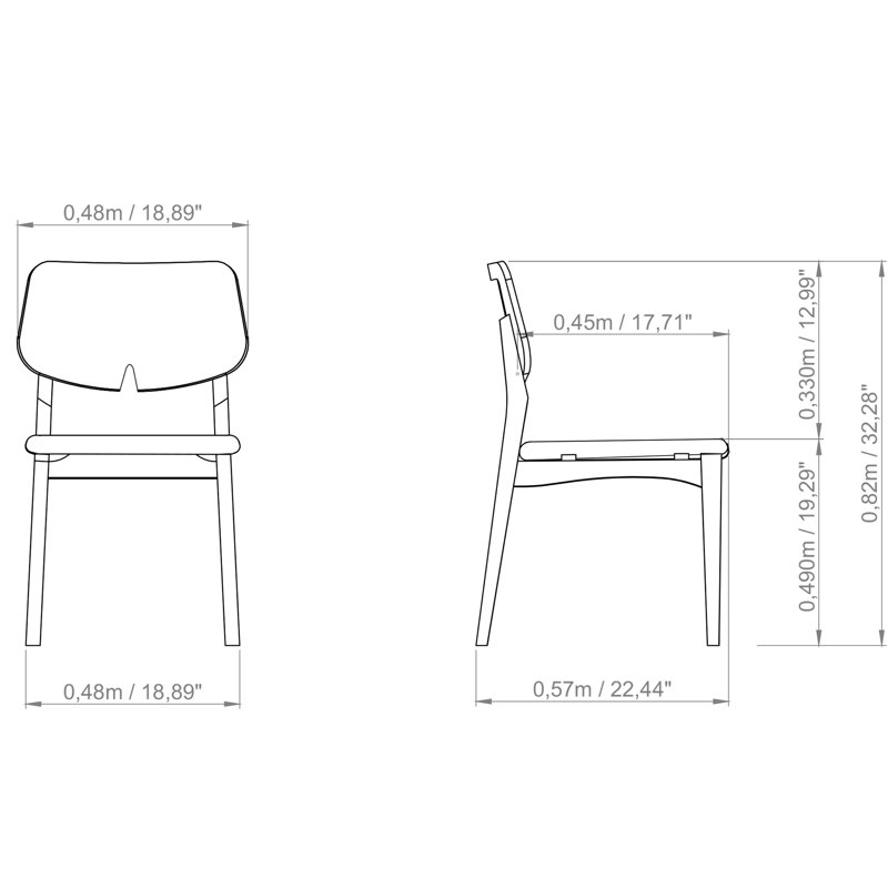 Modern Brazilian Beth Side Chair, Medley Ivory / Nogal