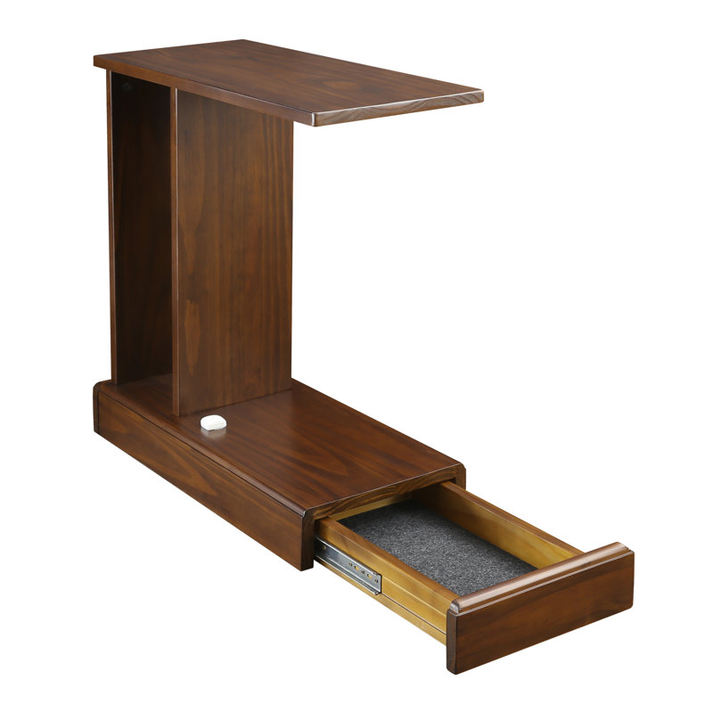 Table en C en bois massif avec rangement Unadilla