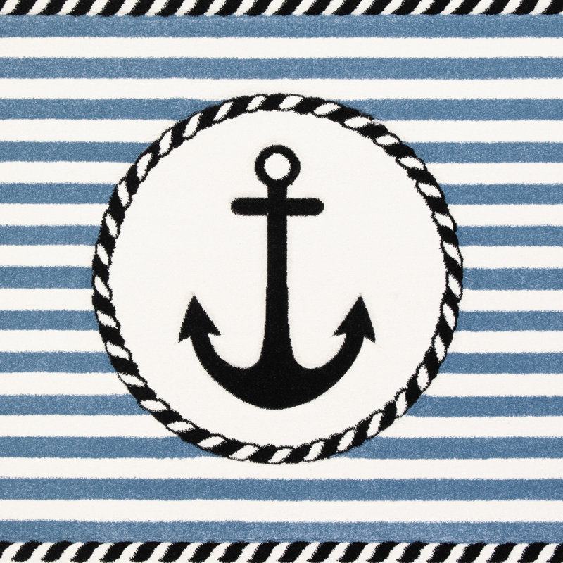 Tapis ivoire / bleu marine Hickman, Rectangle 2 pi x 3 pi
