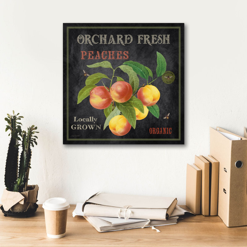 «Orchard Fresh Peaches» par Jean Plout, art mural sur toile, 18 po x 18 po, 18 po x 18 po