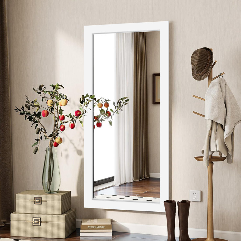 Wood Rectangle Mirror, White, 65" x 30"
