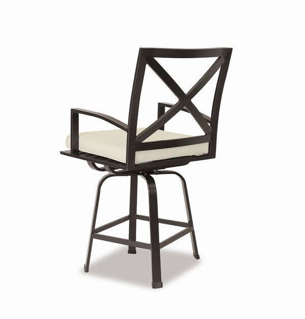 La Jolla Outdoor Swivel Bar Stool, Canvas Flax Sunbrella®, Counter Stool (26" Seat Height)