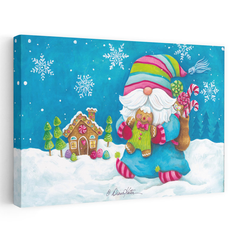 «Gingerbread Christmas Gnome», fantaisiste, art contemporain contemporain, H 32 po x l 48 po