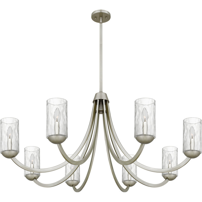 Lustre 8 lumières Allard, Nickel brossé, H 22 po x l 45 po x P 45 po, 8 lumières