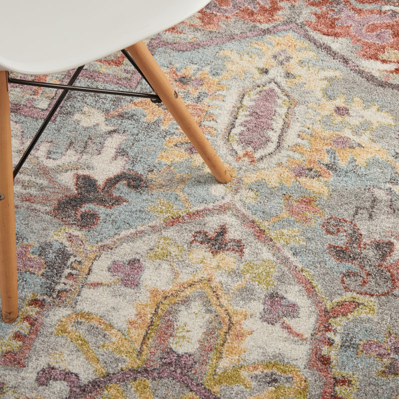 Bleu oriental Express/Tapis décoratif beige, Rectangle 9 pi x 12 pi