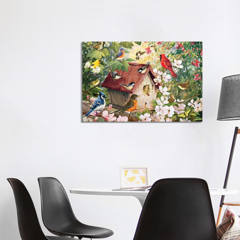 " Spring Birds And Birdhouse " by Greg & Company, Wrapped Canvas, No Mat, 26" H x 40" W x 1.5" D