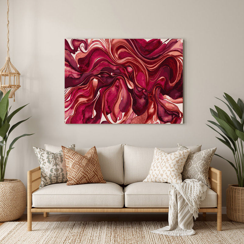 Aquarelle abstraite 5, art mural en métal rouge, H 16 po x l 20 po