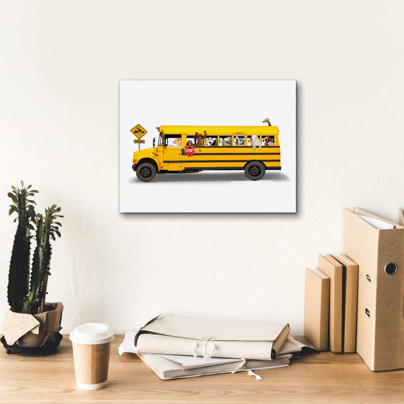  «School Bus» par John Hovenstine, art mural sur toile, 16 po x 12 po, H 12 po x l 16 po